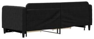 Sofa rozsuwana z szufladami, czarna, 80x200 cm, tkanina
