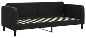 Sofa rozsuwana z szufladami, czarna, 80x200 cm, tkanina