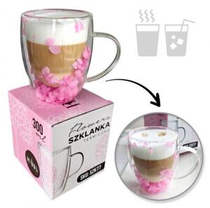 Szklanka termiczna z hortensją w środku róż 300 ML 1szt SZK77