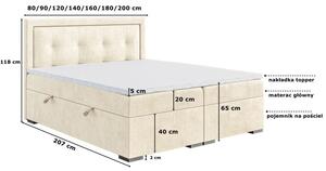 Łóżko kontynentalne z eleganckim zagłówkiem i materacem VERONICA 120x200