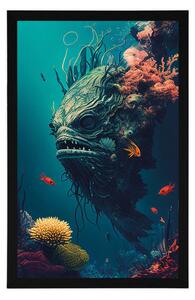 Plakat surrealistyczny podwodny potwór
