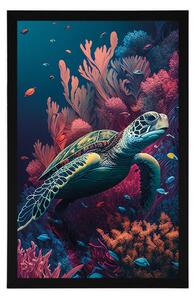 Plakat surrealistyczny żółw