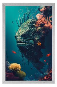 Plakat surrealistyczny podwodny potwór