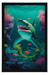 Plakat surrealistyczny rekin