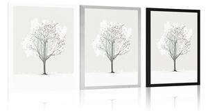 Plakat minimalistyczne drzewo zimą