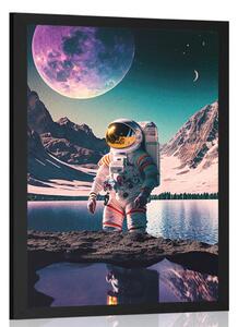 Plakat astronauta na powierzchni nieznanej planety