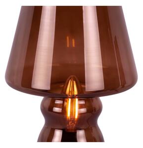 Ciemnobrązowa szklana lampa stołowa Leitmotiv Glass, wys. 25 cm