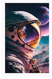 Plakat tajemniczy profil kosmonauty