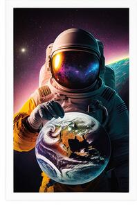 Plakat kosmonauta w nieznanej atmosferze
