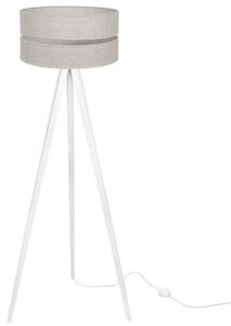 Lampa podłogowa trójnóg biały Light Home LH Len Duo 1xE27 40cm abażur walec jasny beżowy L01
