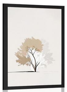 Plakat minimalistyczne drzewo z liśćmi