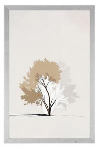 Plakat minimalistyczne drzewo z liśćmi