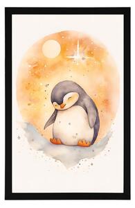 Plakat rozmarzony pingwin