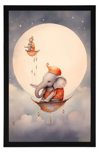 Plakat marzycielski słoń nad chmurami