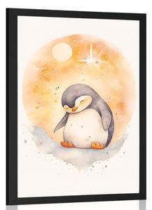 Plakat rozmarzony pingwin