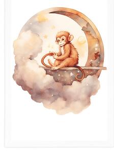 Plakat rozmarzona małpa
