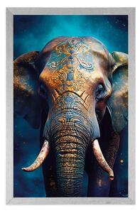 Plakat niebiesko-złoty słoń