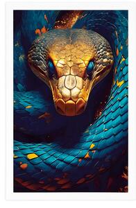 Plakat niebiesko-złoty wąż