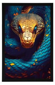 Plakat niebiesko-złoty wąż