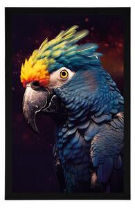 Plakat niebiesko-złota papuga