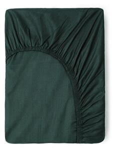 Ciemnozielone bawełniane prześcieradło elastyczne Good Morning, 160x200 cm
