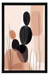 Plakat abstrakcyjne kształty botaniczne kaktusa