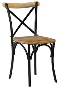 Krzesła stołowe, krzyżowe, 2 szt., czarne, lite drewno mango