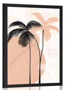 Plakat abstrakcyjne kształty botaniczne palmy