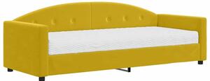 Sofa z materacem do spania, żółta, 80x200 cm, aksamit