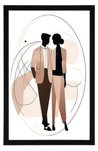 Plakat abstrakcyjne kształty elegancka para
