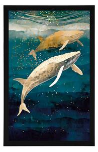 Plakat z wielorybem w oceanie