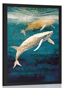Plakat z wielorybem w oceanie