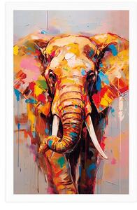 Plakat stylowy słoń z imitacją malarstwa