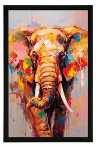 Plakat stylowy słoń z imitacją malarstwa