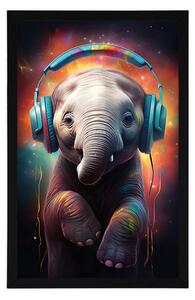 Plakat słoń ze słuchawkami