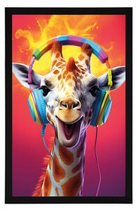Plakat żyrafa ze słuchawkami