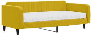 Sofa z materacem do spania, żółta, 100x200 cm, aksamit
