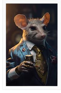Plakat zwierzęcy szczur-gangster