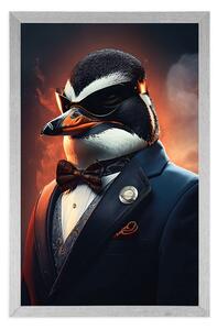 Plakat ze zwierzęcym pingwinem gangsterskim