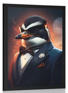 Plakat ze zwierzęcym pingwinem gangsterskim