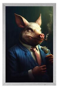 Plakat zwierzęcej świni gangsterskiej