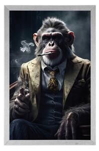 Plakat z szympansem-gangsterem zwierzęcym