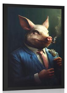 Plakat zwierzęcej świni gangsterskiej