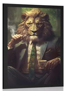 Plakat ze zwierzęcym lwem-gangsterem