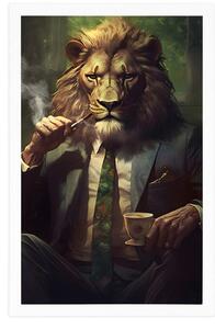 Plakat ze zwierzęcym lwem-gangsterem