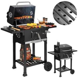 Grill ogrodowy węglowy GOCKOWIAK Ferro Zamykany, żeliwny ruszt, termometr, kółka