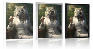 Plakat zwierzęcy gangsterski tygrys