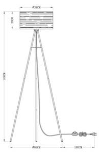 Lampa podłogowa Globo TUNNO 15342S czarno-złota, abażur 38 cm, E27 40W, wys. 153 cm, kabel 1,8 m z włącznikiem
