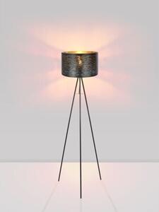 Lampa podłogowa Globo TUNNO 15342S czarno-złota, abażur 38 cm, E27 40W, wys. 153 cm, kabel 1,8 m z włącznikiem