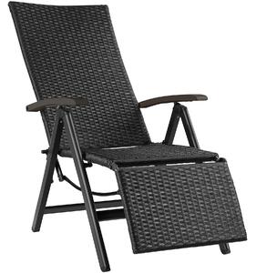 Tectake 404575 składany fotel relaksacyjny z podparciem pod nogi - czarny